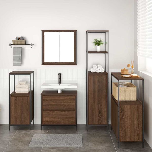 vidaXL Set di mobili per il bagno 5 pcs Marrone 76.5 x 35 x 95 cm