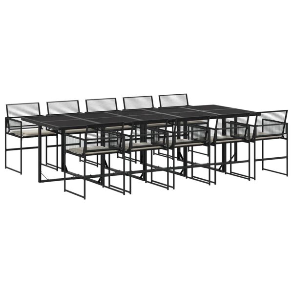 vidaXL Set da Pranzo da Giardino 11 pz con Cuscini in Polyrattan Nero