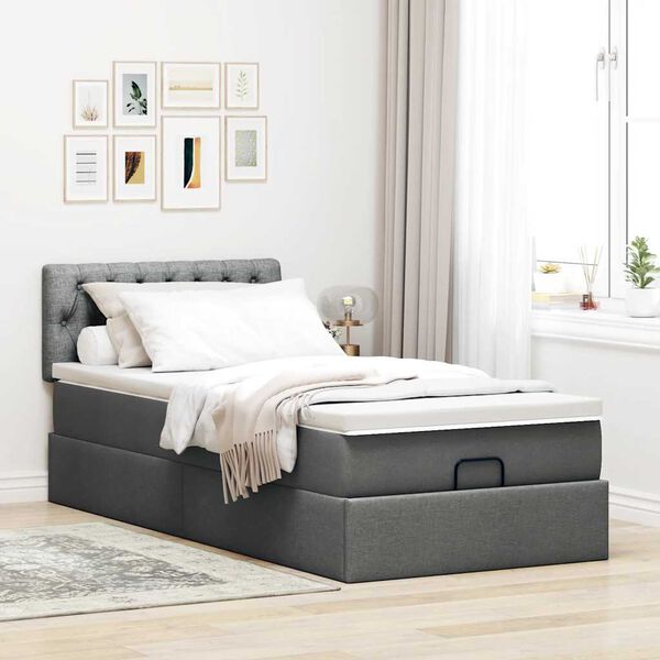 vidaXL Struttura Letto Pouf con Materasso 90x190 cm in Tessuto