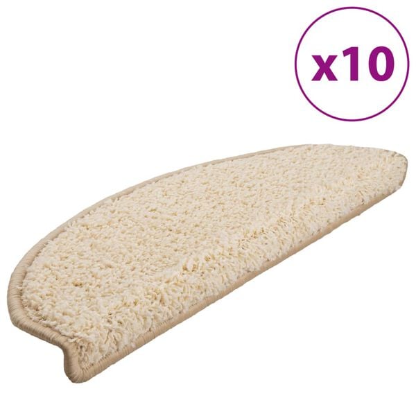 vidaXL Tappetini per scale 10 pz 65x21x4 cm Crema Semicircolari Grandi