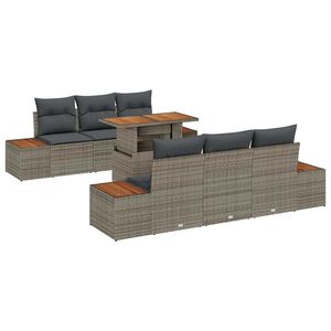 vidaXL Set Divano da Giardino 7 pz Grigio e Marrone
