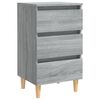 vidaXL Comodini Gambe in Legno Massello 2 pz Grigio Sonoma 40x35x69 cm