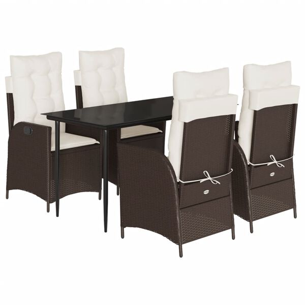 vidaXL Set da Pranzo da Giardino 5pz con Cuscini in Polyrattan Marrone