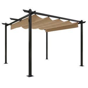 vidaXL Pergola da Giardino con Tetto Retrattile 3x3 m Tortora
