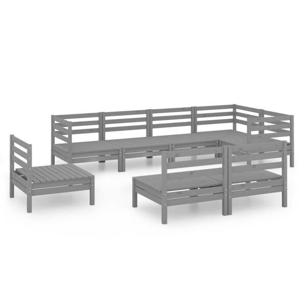 vidaXL Set Salotto da Giardino 8 pz in Legno Massello di Pino Grigio