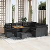vidaXL Set Divano da Giardino con cuscino 12 pcs Nero polyrattan
