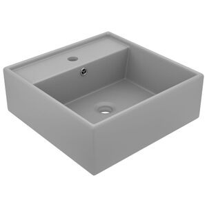 vidaXL Lavabo con Troppopieno Cubico Grigio Opaco 41x41 cm in Ceramica