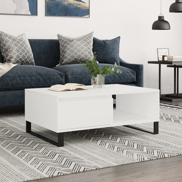 vidaXL Tavolino da Salotto Bianco 90x60x35 cm in Legno Multistrato