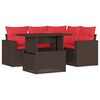 vidaXL Set Divani da Giardino 5 pz con Cuscini Marrone in Polyrattan
