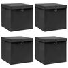 vidaXL Scatole Portaoggetti con Coperchi 4pz Neri 32x32x32 cm Tessuto