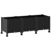 vidaXL Vaso da Giardino con Ruote Nero 120 x 40 x 44 cm PP