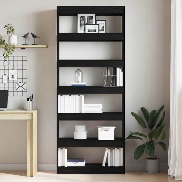 vidaXL Armadio per Libri con lo scaffale Rovere Nero 80 x 30 x 198 cm