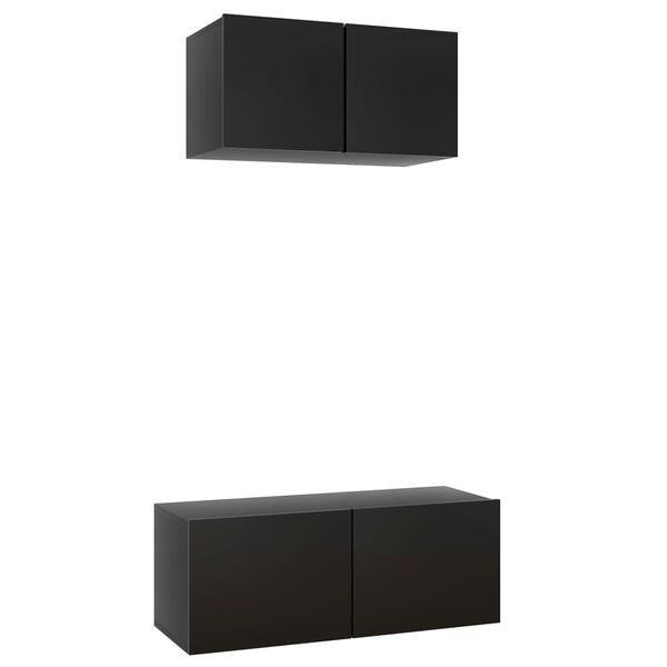 vidaXL Set di Mobili Porta TV 2 pz Nero in Legno Multistrato