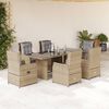 vidaXL Set da Pranzo da Giardino 7 pz con Cuscini Beige in Polyrattan