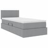 vidaXL Letto con contenitore e LED Grigio chiaro 100 x 200 cm Tessuto