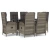 vidaXL Set da Pranzo Giardino 7pz Nero e Grigio con Cuscini Polyrattan