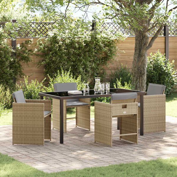 vidaXL Set da Pranzo per Giardino 5 pcs Beige polyrattan