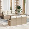 vidaXL Set Divano da Giardino con cuscino 7 pcs Beige polyrattan
