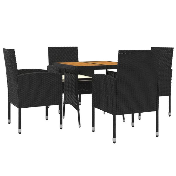 vidaXL Set da Pranzo per Giardino 5 pz in Polyrattan Nero