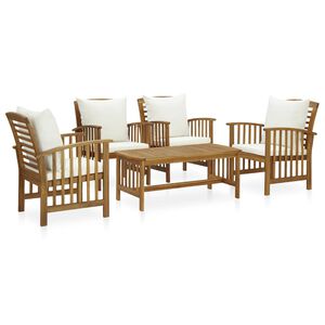 vidaXL Set Divani da Giardino 5 pz con Cuscini in Massello di Acacia