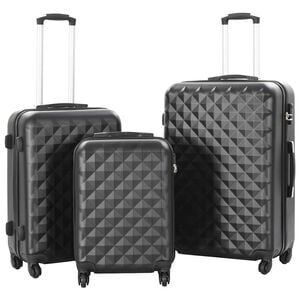 vidaXL Set Trolley a Custodia Rigida 3 pz Nero in ABS