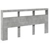 vidaXL Testiera con Contenitore a LED Grigio Cemento 200x17x102 cm