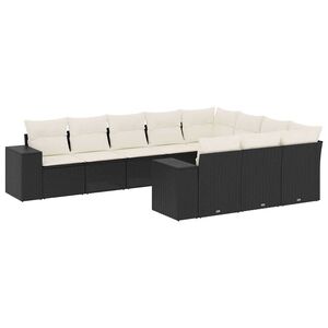 vidaXL Set Divani da Giardino 10pz con Cuscini in Polyrattan Nero