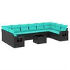 vidaXL Set Divani da Giardino 11 pz con Cuscini Nero in Polyrattan