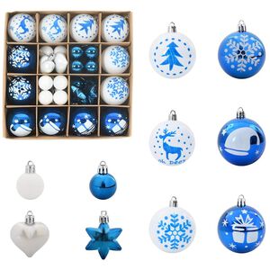 vidaXL Set di Palle di Natale 40 pcs Blu e Bianco Plastica