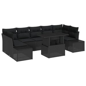 vidaXL Set di divani con cuscino 8 pcs Nero polyrattan