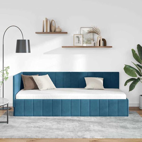 vidaXL Cornice del letto ad angolo Blu 80 cm x 200 cm Velluto