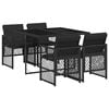 vidaXL Set da Pranzo da Giardino 5 pz Nero con Cuscini in Polyrattan