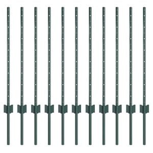 vidaXL Palo per recinzione interrato 11 pz Verde 120 cm