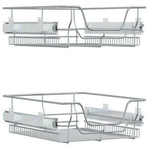 vidaXL Cestelli in Filo Metallico Estraibili 2 pz Argento 45 cm