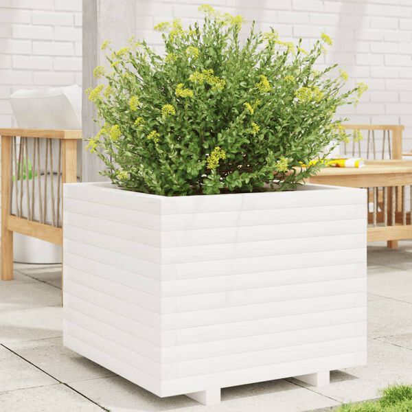 vidaXL Fioriera da Giardino Bianca 60x60x49,5cm Legno Massello di Pino