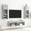 vidaXL Mobili TV a Muro con LED 6pz Grigio Cemento Legno Multistrato