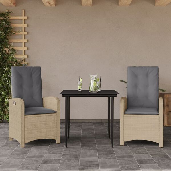 vidaXL Set Pranzo da Giardino 5 pz con Cuscini Beige Misto Polyrattan