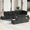 vidaXL Set Divano da Giardino con cuscino 9 pcs Nero polyrattan