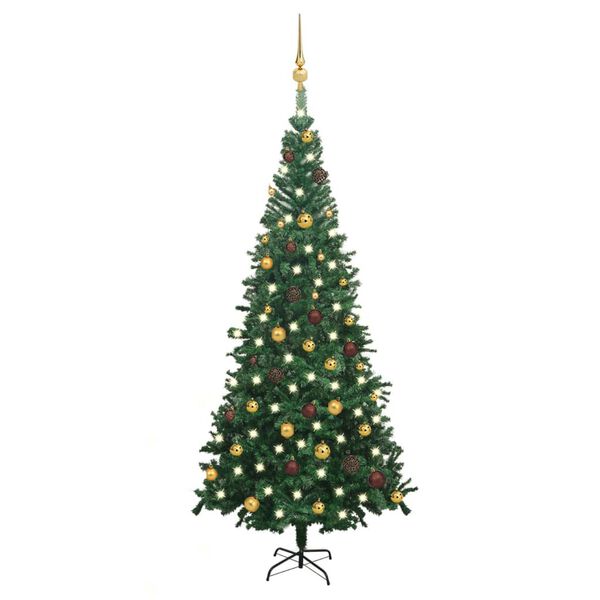 vidaXL Albero di Natale Preilluminato con Palline 240 cm Verde