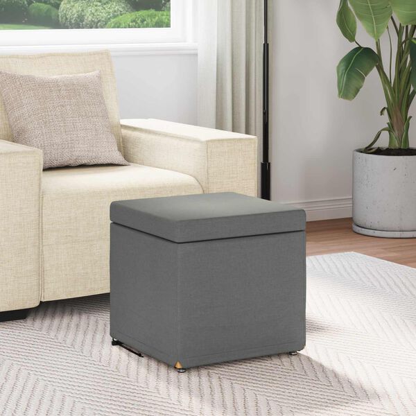 vidaXL Pouf Grigio scuro Tessuto e Legno Ingegnerizzato