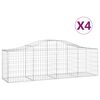 vidaXL Cesti Gabbioni ad Arco 4 pz 200x50x60/80 cm Ferro Zincato