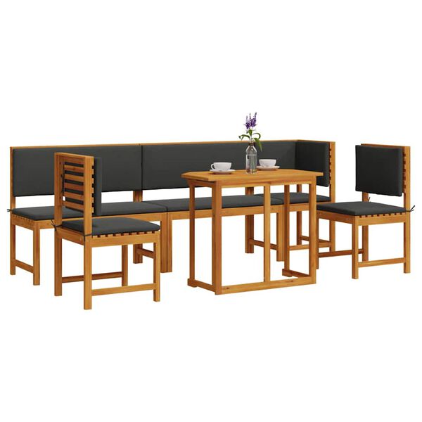 vidaXL Set Bistro da Giardino 6 pcs Marrone legno massello di acacia