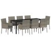 vidaXL Set da Pranzo per Giardino con cuscino 9 pcs Grigio polyrattan