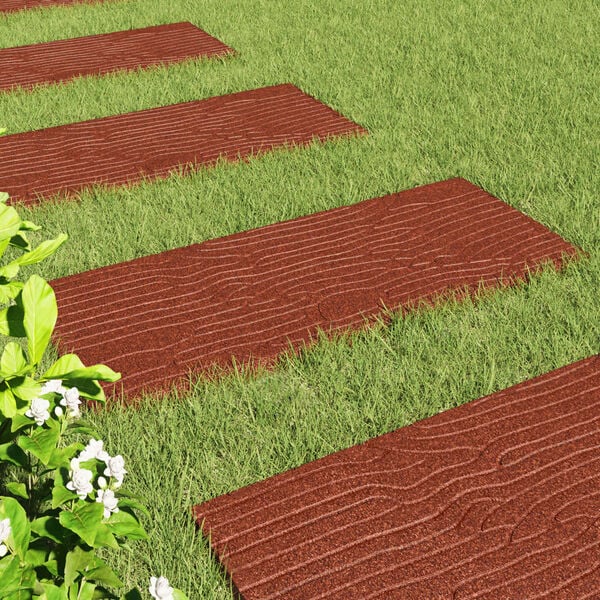 vidaXL Pietra da Passo 6 pcs Rosso 60,5 x 25 x 2 cm Gomma