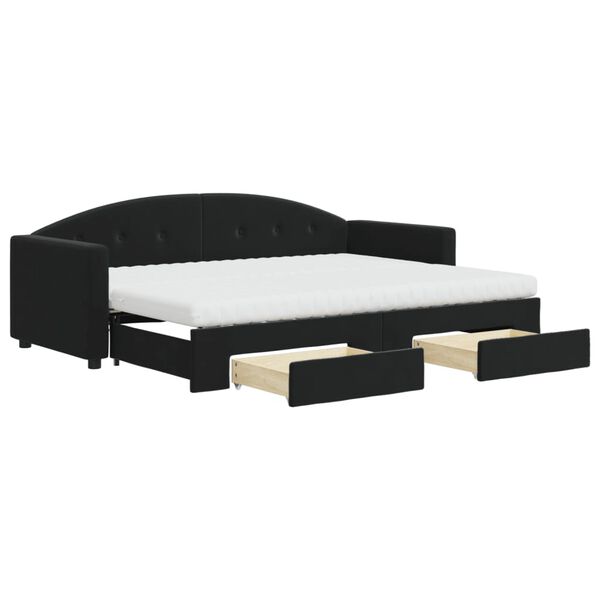 vidaXL Divano Letto Estraibile con Cassetti Nero 80x200 cm in Velluto