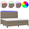 vidaXL Letto a Molle Materasso e LED tortora 200x200cm in Tessuto