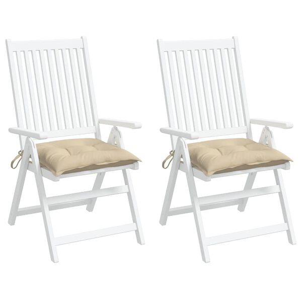vidaXL Cuscini per Sedia 2 pz Beige 50x50x7 cm Tessuto Oxford
