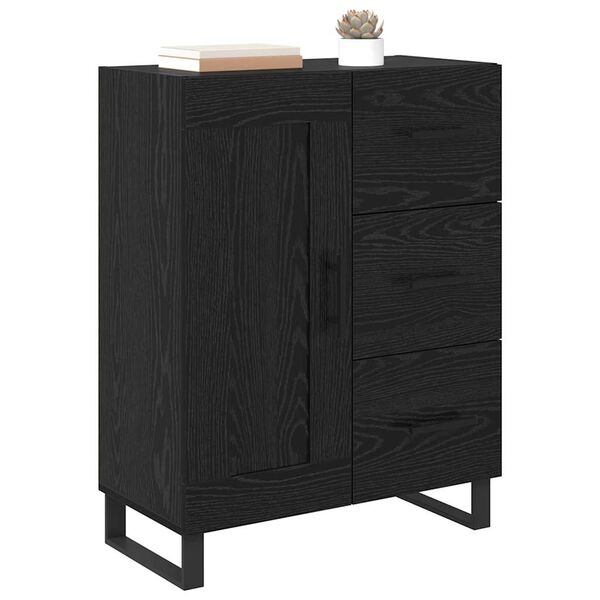 vidaXL Credenza con cassetto Rovere Nero 69,5 x 34 x 90 cm