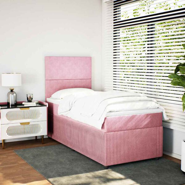 vidaXL Giroletto a Molle con Materasso Rosa 80x200 cm in Velluto