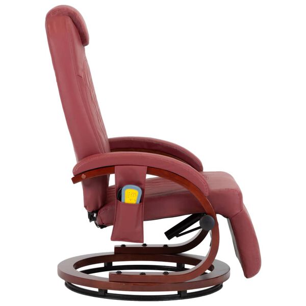 vidaXL Poltrona Massaggiante Reclinabile Rosso Vino in Similpelle